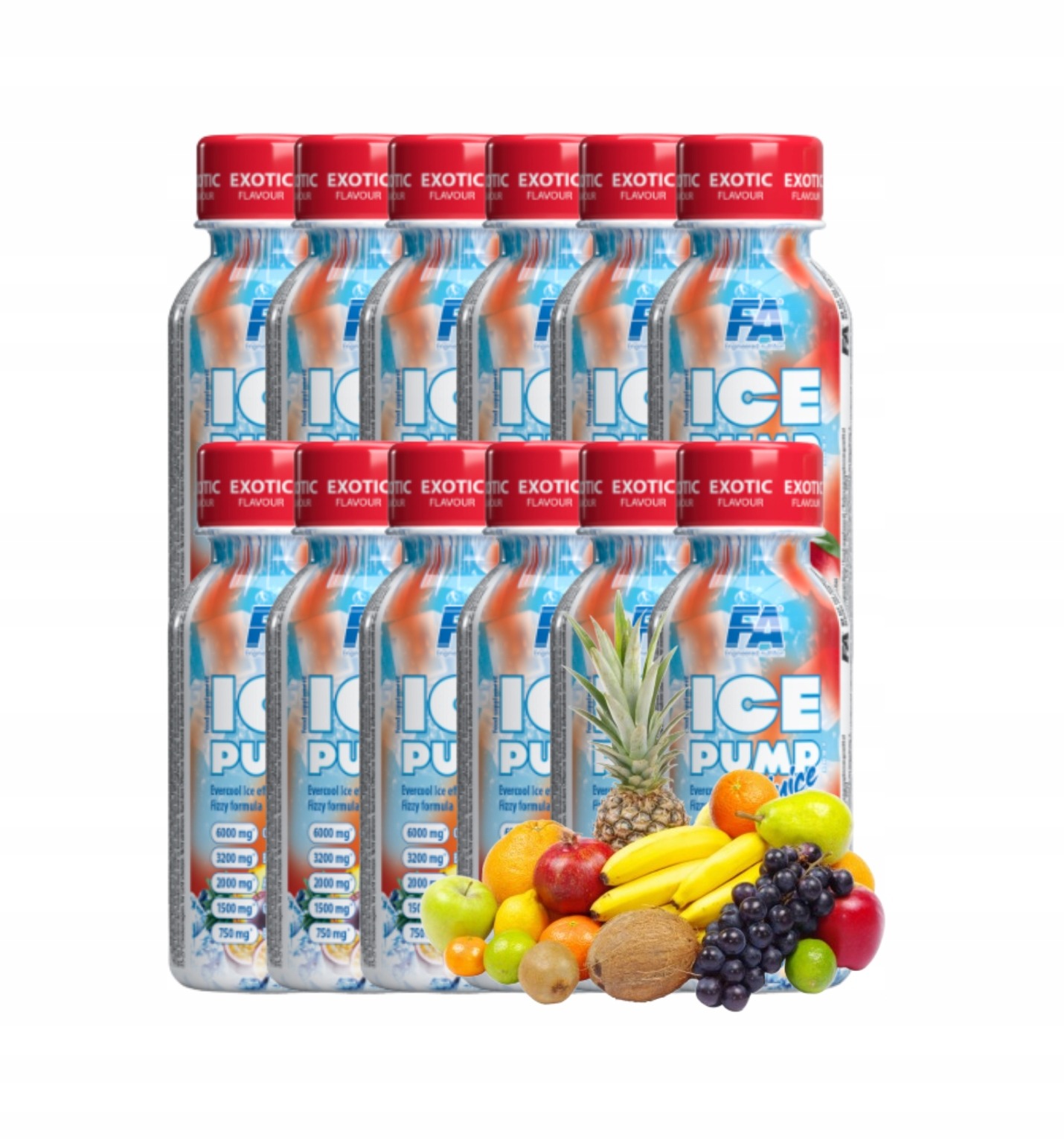 FA Ice Pump Juice Shot 12x 120ml Exotic – energetický predtréningový gél s citrulínom a kofeínom