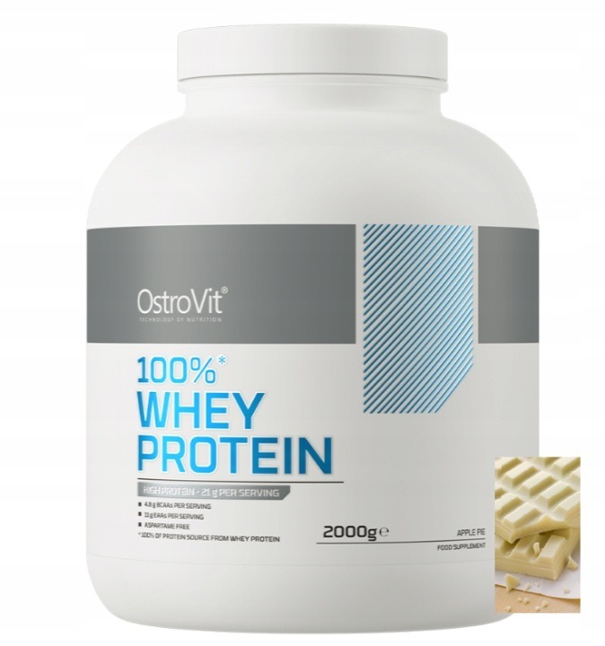 OstroVit 100% srvátkový proteín 2000 g Biela čokoláda – WPC koncentrát, BCAA a EAA