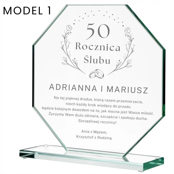 Personalizovaná sklenená soška na výročie 20 × 20 cm