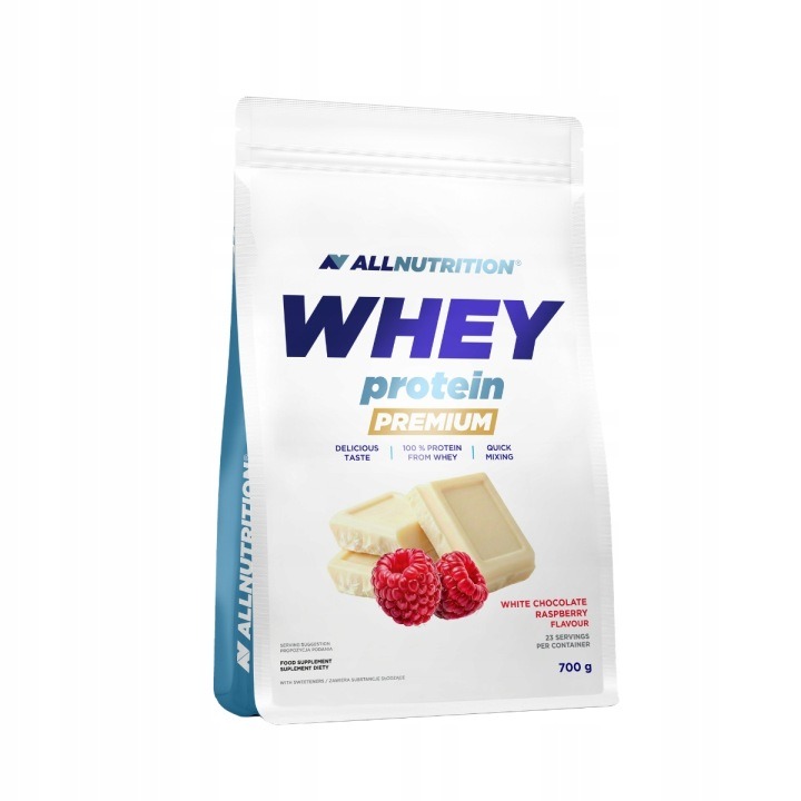 ALLNUTRITION WHEY PROTEIN PREMIUM 700 g WPC – Biela čokoláda Malina