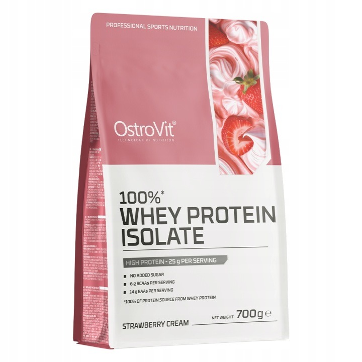 OstroVit 100% WPI srvátkový proteín 700 g jahodový – vysoký obsah bielkovín a BCAA, proteínový doplnok