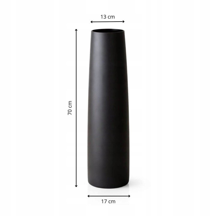 Čierna matná podlahová váza Sano 70 cm zo skla