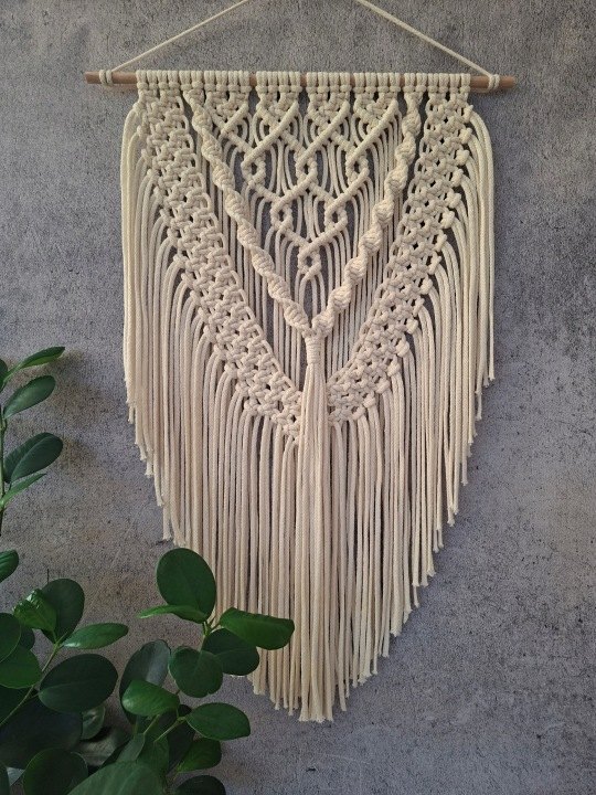 Nástenná makramé MK-4 z bavlnenej šnúry 40 × 60 cm