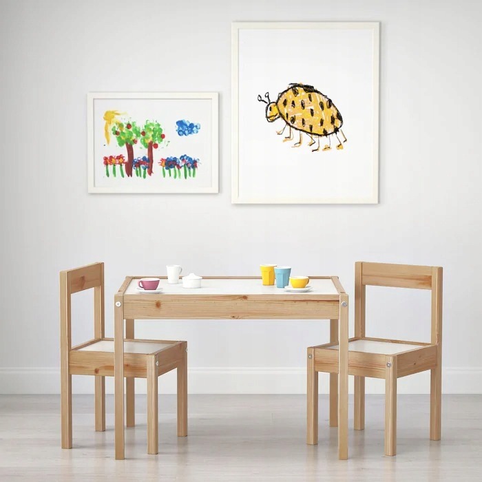 IKEA LÄTT 501.784.11 – detský stolík s dvoma stoličkami, biela a borovica