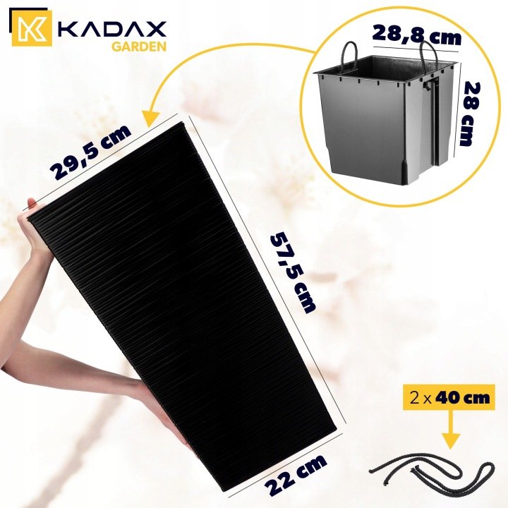 Čierna vysoká nádoba Kadax K3036 s vložkou 57 cm