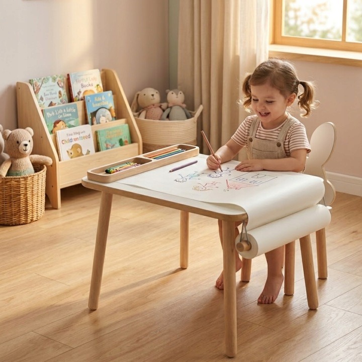Detský stolík PlayPals Furniture s papierom na kreslenie, 60 × 50 × 47 cm