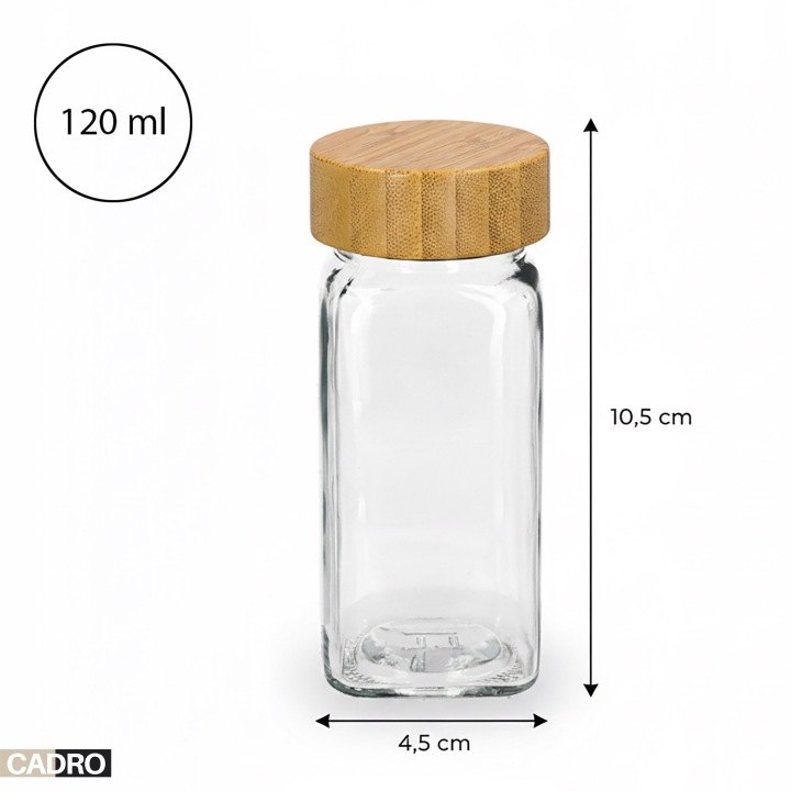 Cadro súprava 24 sklenených dóz na koreniny, 120 ml