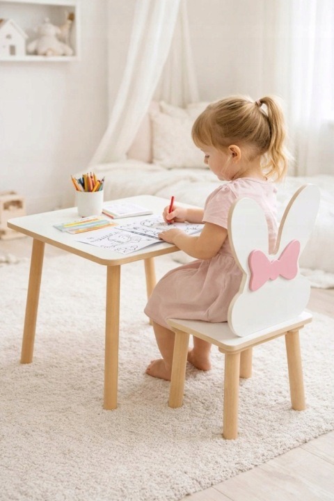 PlayPals Furniture Pucek biela detská stolička Králik, 27 cm