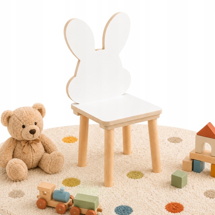 PlayPals Furniture Pucek biela detská stolička Králik, 27 cm