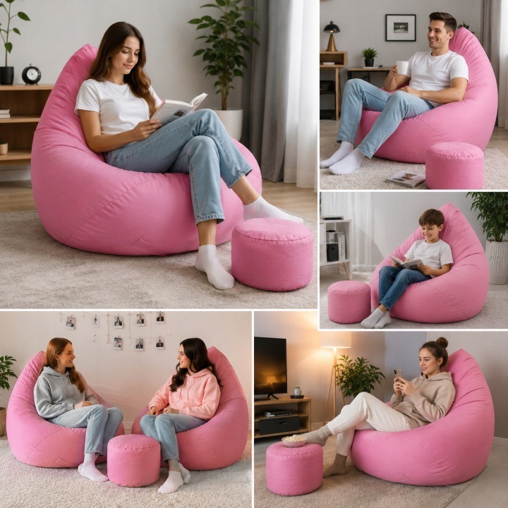 Sedací vak Sako Oxford 75 × 75 × 95 cm s podnožkou