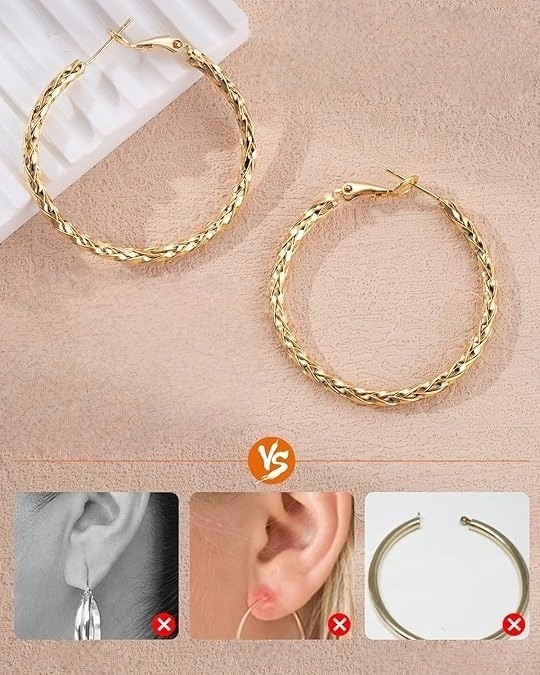 Zlaté kruhové náušnice 585 Twist 40 mm dámske točené kreoly elegantný dizajn