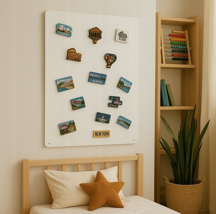 Biela magnetická tabuľa STALFORM 80 × 50 cm z ocele