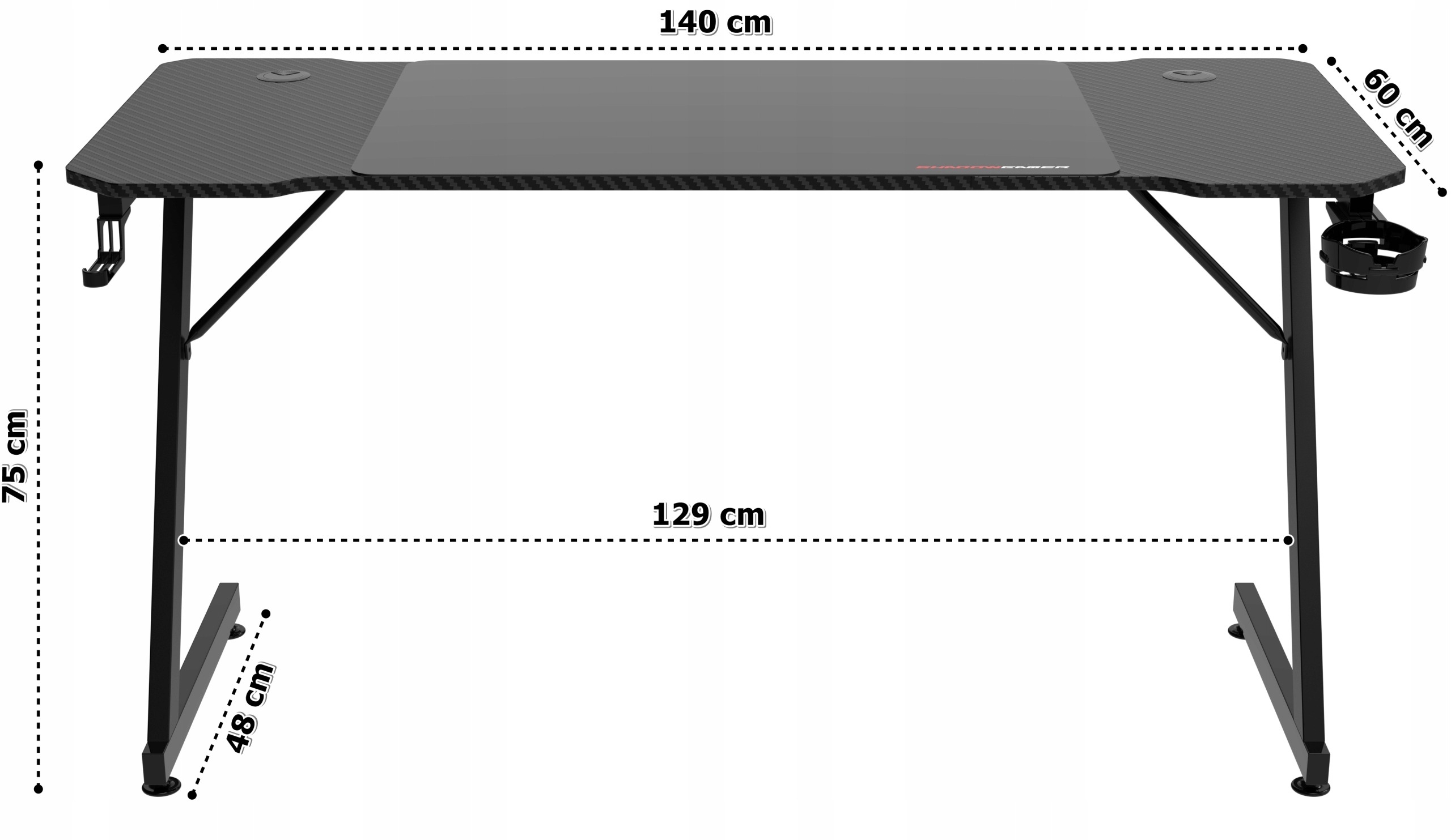 Herný stôl Shadow Gamer 1.0, 140 × 60 cm