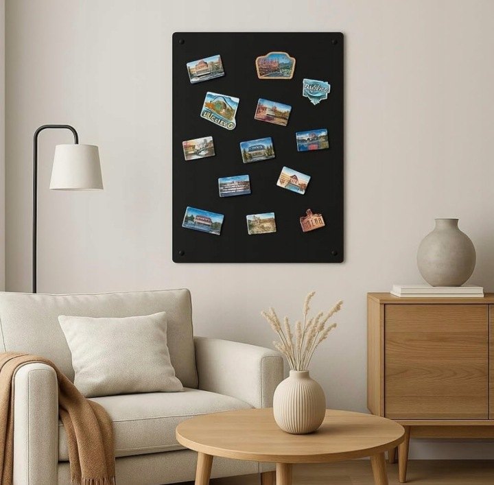 Čierna oceľová magnetická tabuľa 80 × 50 cm