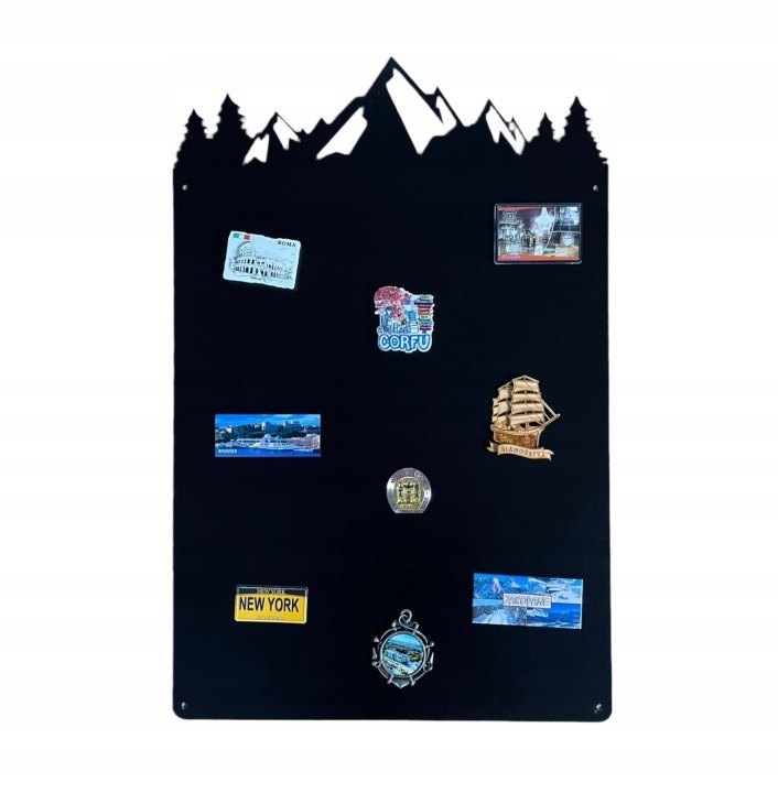 Čierna magnetická tabuľa STALFORM 75 × 49 cm s horami