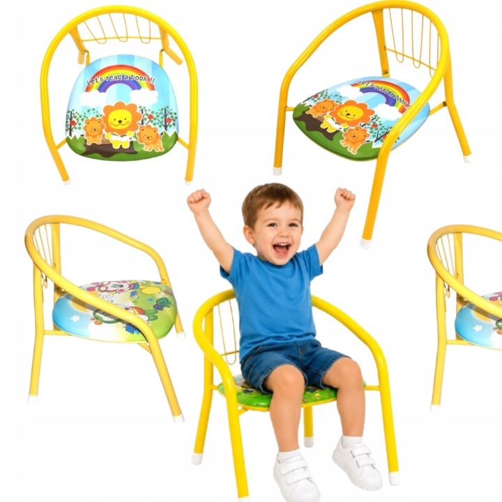 MM Glass žltá detská stolička so zvukom – výška 36 cm