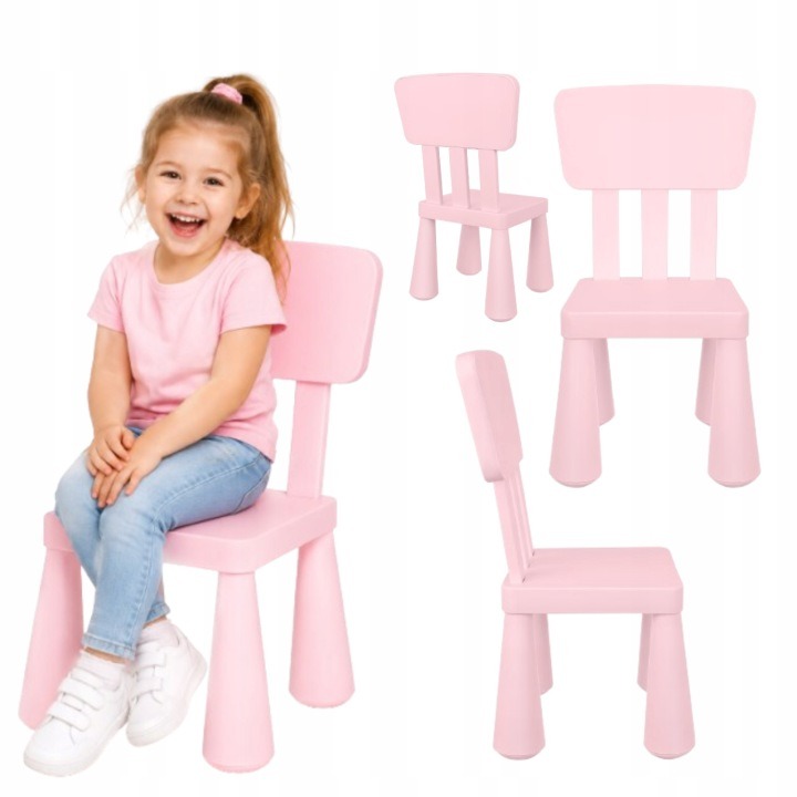 Ružová detská plastová stolička – sedadlo 30 cm, nosnosť 50 kg