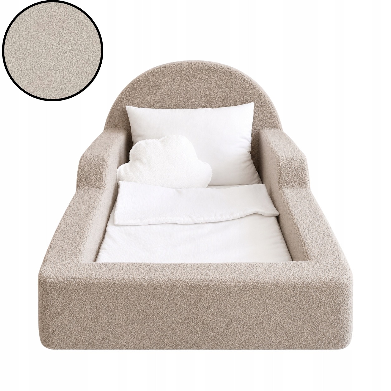 Béžová penová detská posteľ Monio for Kids Boucle 70 × 140 cm s matracom