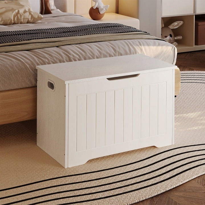 Rebiko – biela úložná truhlica z MDF 76 × 40 × 48 cm