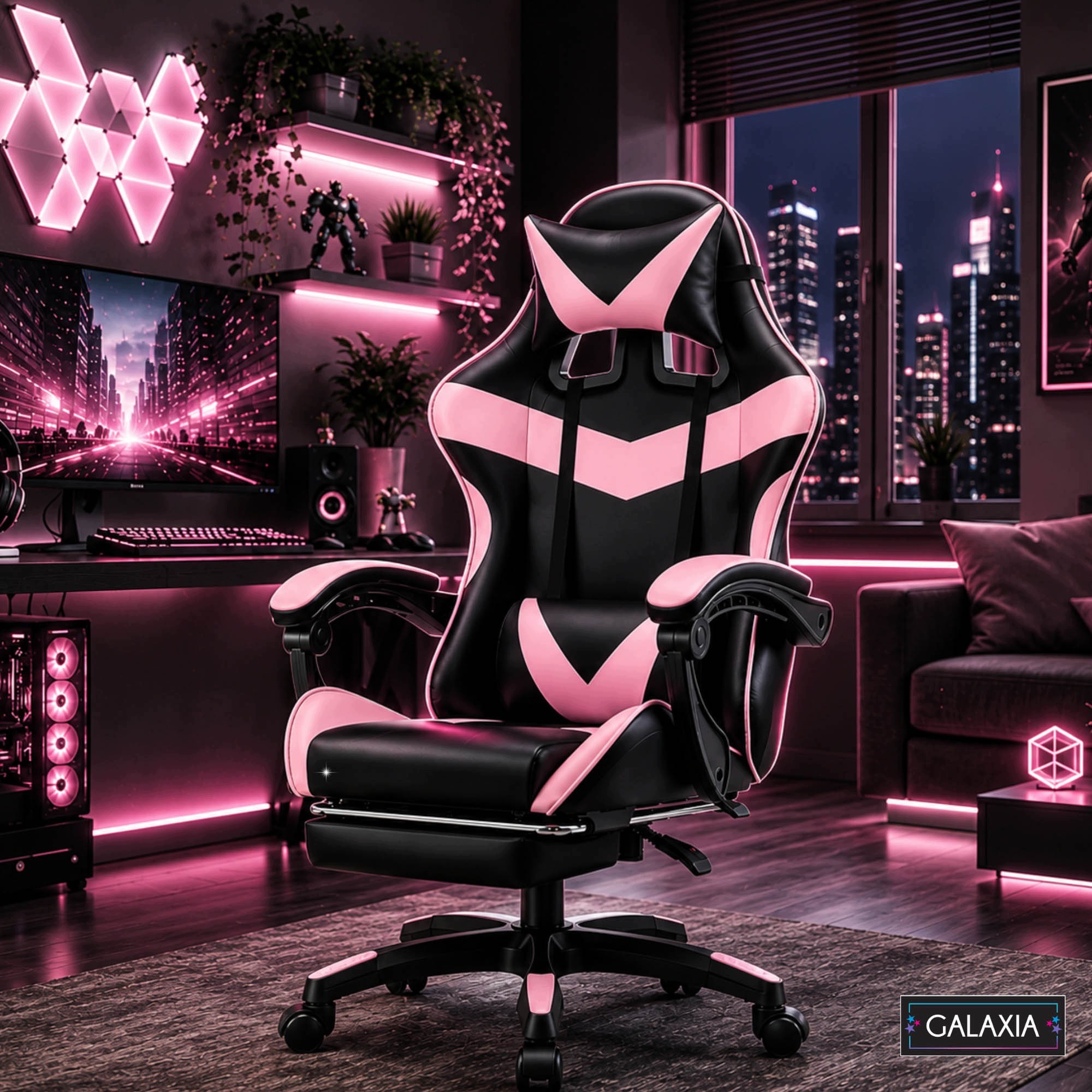 Herné kreslo GALAXIA PINK s poduškami