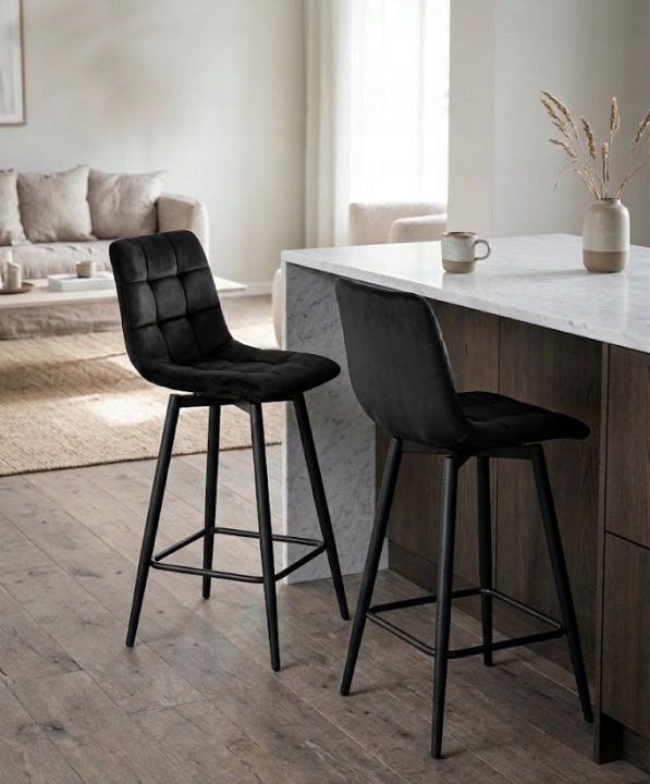 exito design TORE-S čierny otočný velúrový hoker, sed približne 65 cm