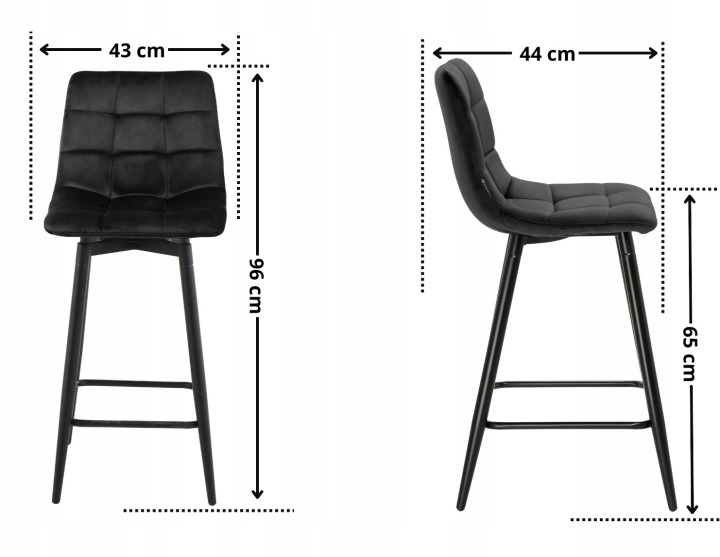 exito design TORE-S čierny otočný velúrový hoker, sed približne 65 cm