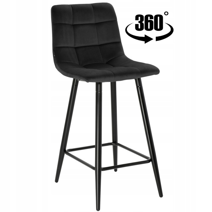 exito design TORE-S čierny otočný velúrový hoker, sed približne 65 cm
