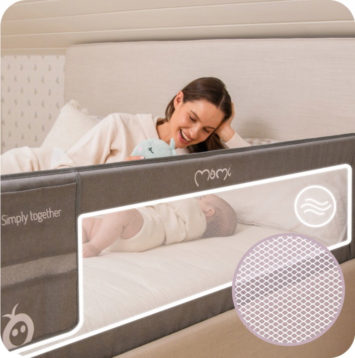 MoMi LEXI PLUS XL – sivá zábrana na detskú posteľ, 150 cm