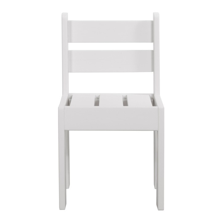 Biela detská drevená stolička z borovice, sedadlo 27 cm