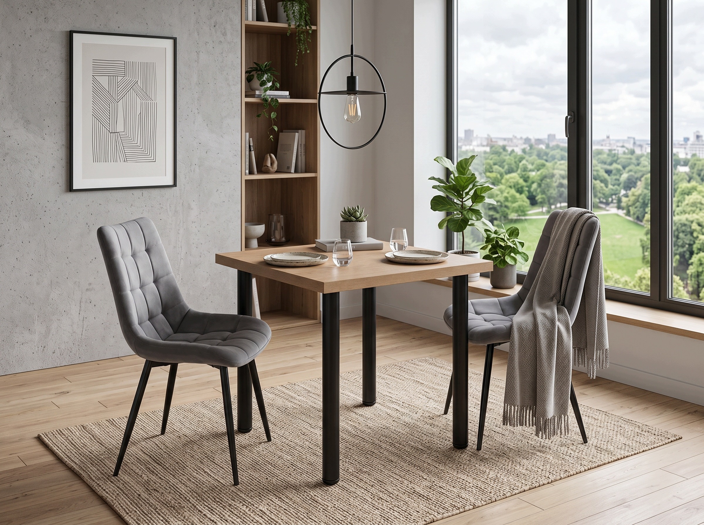 Jedálenská zostava Mikon 67 × 67 cm v dekore prírodného duba