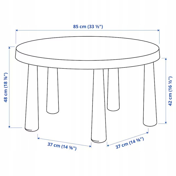 IKEA MAMMUT 105.819.94 – svetlomodrý detský stolík Ø 85 cm