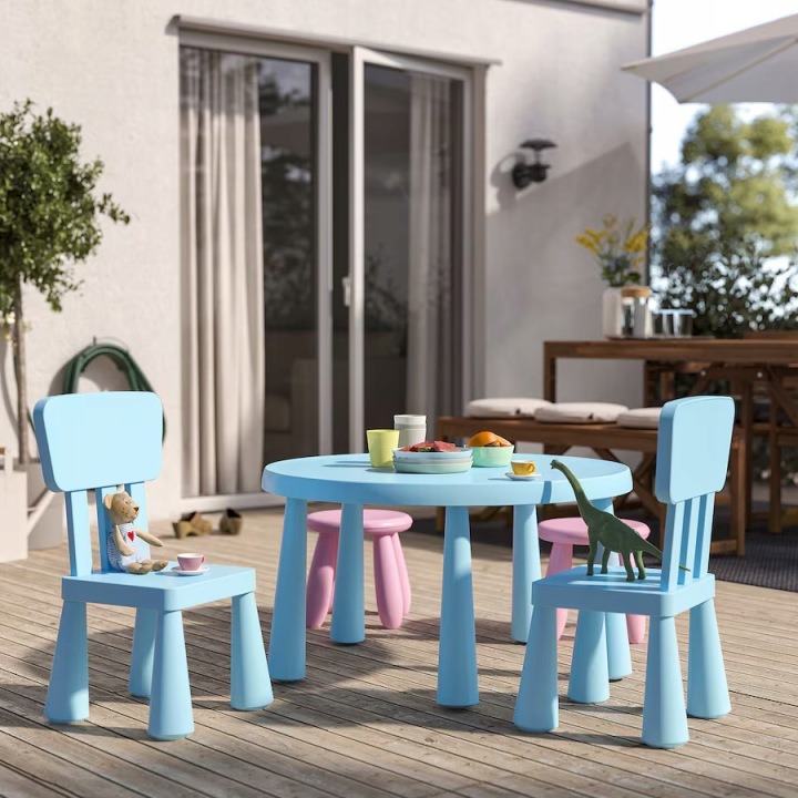 IKEA MAMMUT 105.819.94 – svetlomodrý detský stolík Ø 85 cm