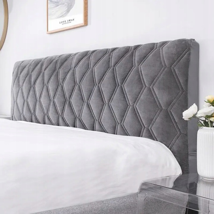Home Deluxe – sivý prešívaný poťah čela postele 180 × 70 cm s vreckom