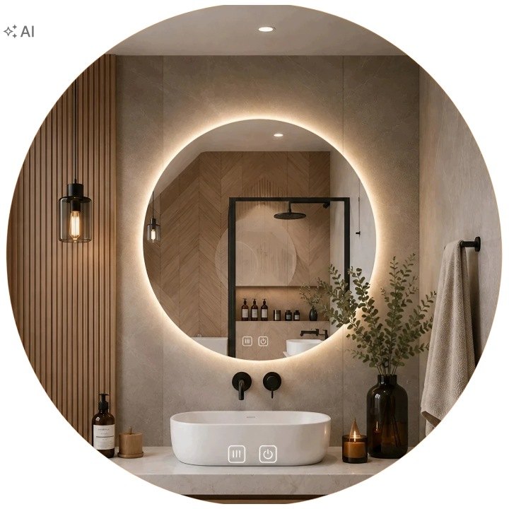 Okrúhle LED zrkadlo TODOMI 80 cm s vyhrievaním