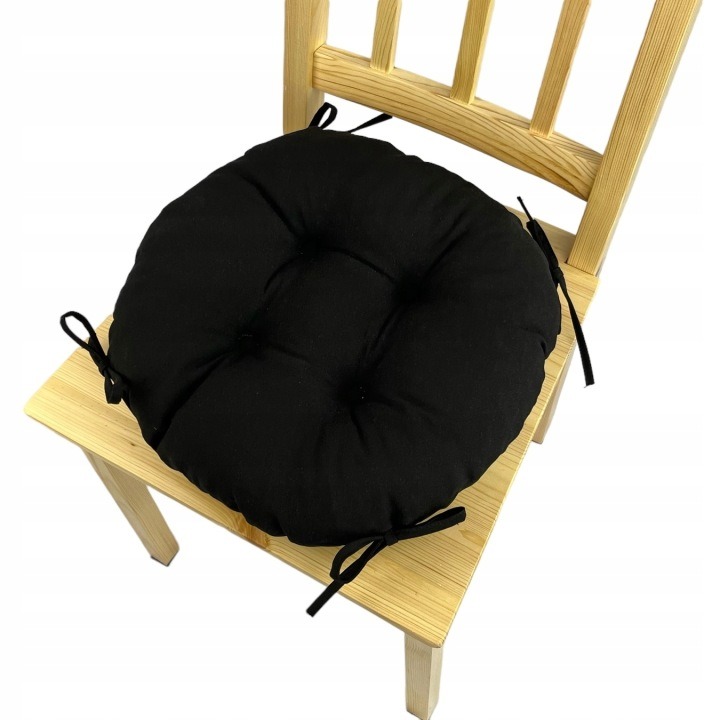 Čierne okrúhle podsedáky na stoličky – 4 ks, priemer približne 40 cm