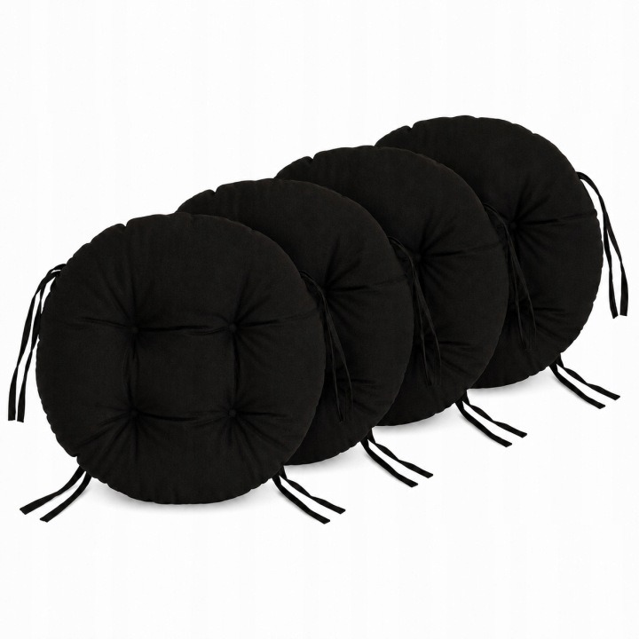 Čierne okrúhle podsedáky na stoličky – 4 ks, priemer približne 40 cm