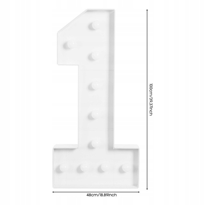 Svietiaca číslica 1 s 10 LED, výška 100 cm