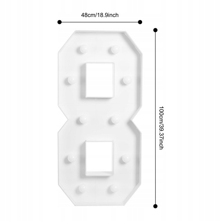 Svietiaca číslica 8 s 10 LED, výška 100 cm