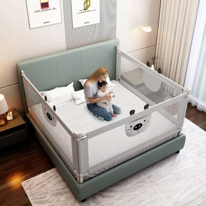 Primabobo MIŚ – sivá ochranná zábrana na posteľ, 200 cm