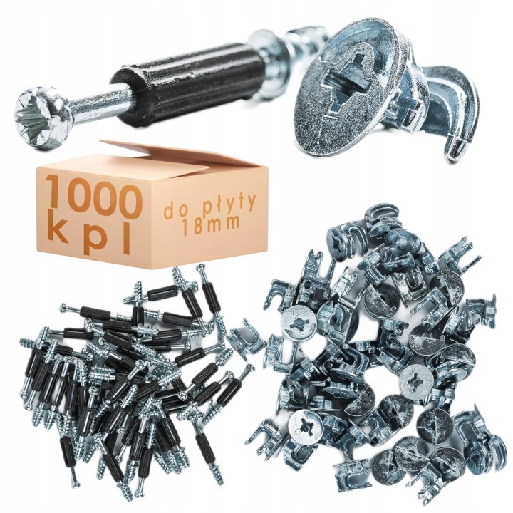 Excentrické nábytkové spoje pre 18 mm dosku, 1 000 súprav