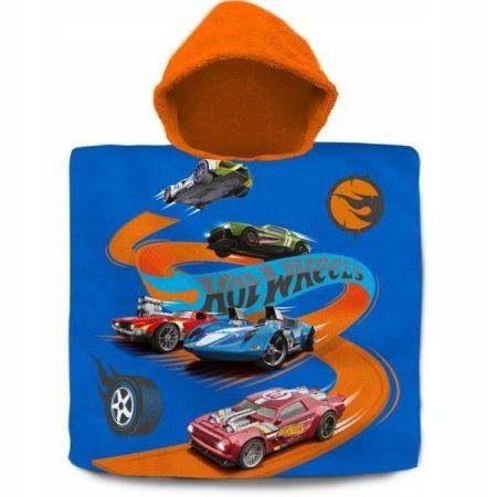 Hot Wheels HW00013 bavlnené kúpeľové pončo pre deti 60 × 120 cm – plážová osuška s kapucňou
