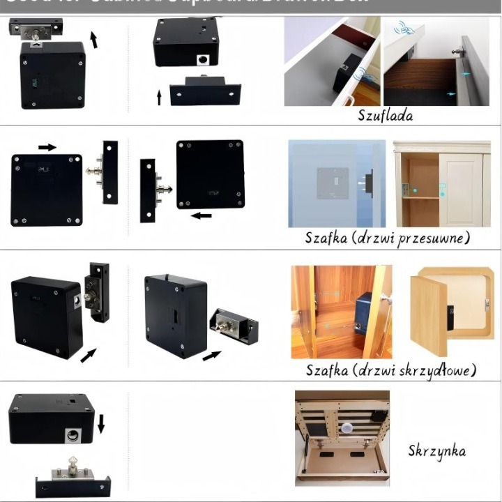 Dva skryté elektronické zámky RFID 76 × 76 mm