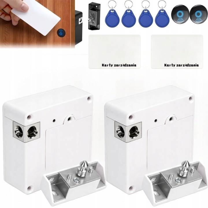 Dva skryté elektronické zámky RFID 76 × 76 mm
