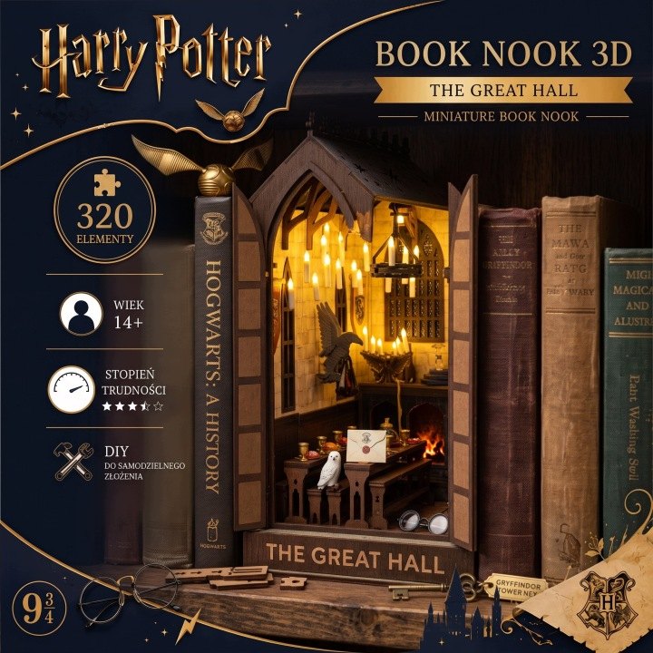 Harry Potter The Great Hall DIY book nook s LED, 320 dielov