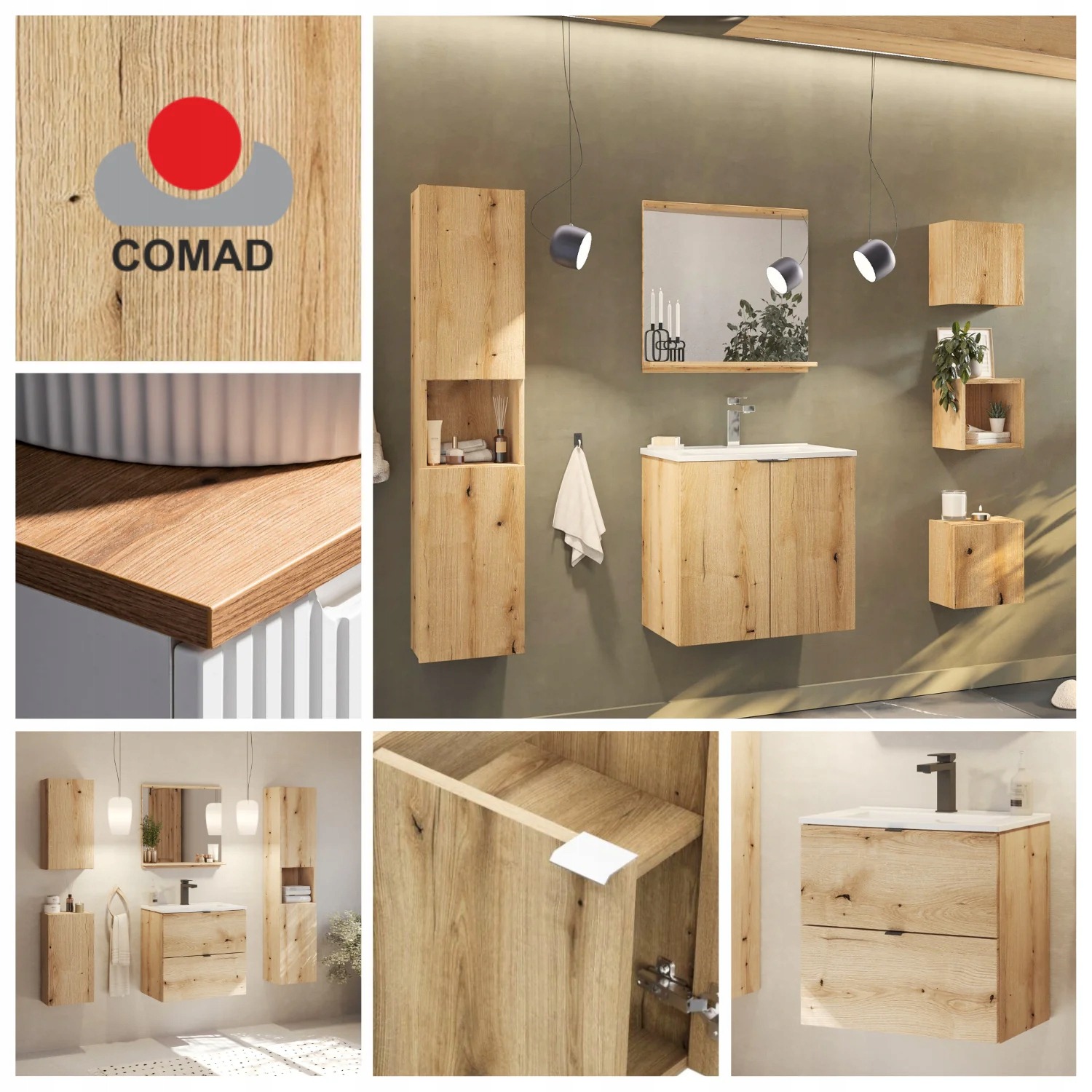 Comad NOVA OAK kúpeľňová doska dub Evoke Coast 60,4 cm