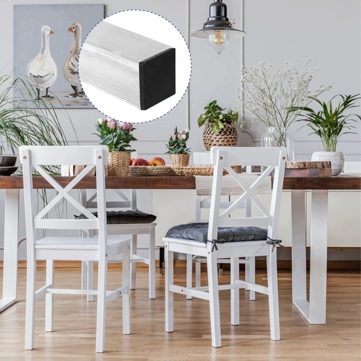 Štvorcové krytky na nábytkové profily 40 × 40 mm, čierne, 12 ks