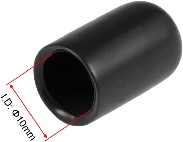 Čierne pružné krytky na okrúhle zakončenia 10 mm, 80 ks
