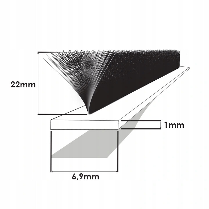 Samolepiaca kefová páska DQ-PP 6,9 × 22 mm, čierna, 5 m