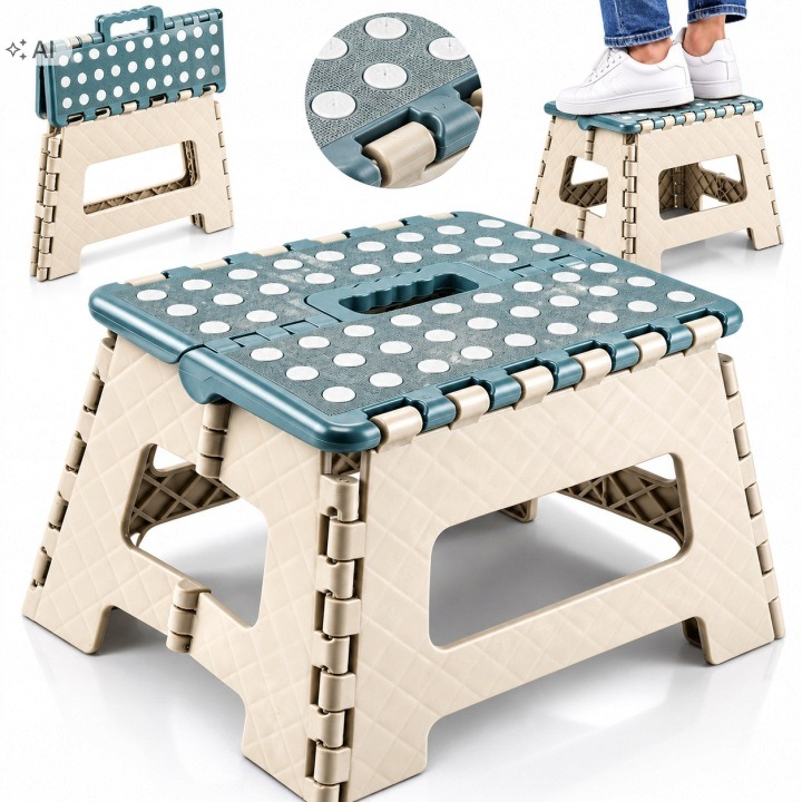 Wuber W90012 – sivý skladací stupienok, výška 22 cm