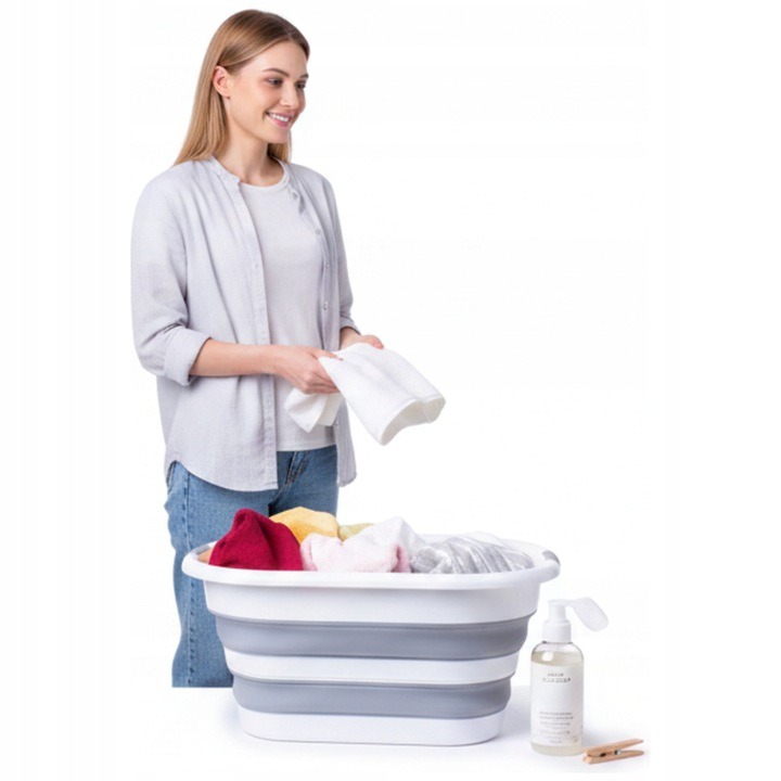 Sada 2 skladacích košov Yoka Home KOLI-40 po 40 l, biela a sivá